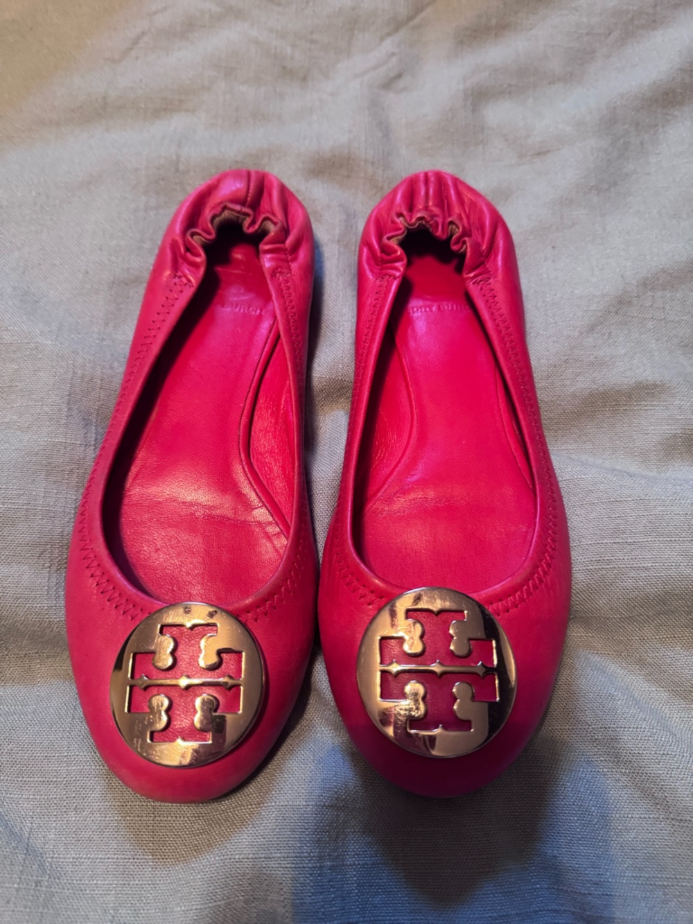 Tory Burch red Leather Logo Ballet Flats